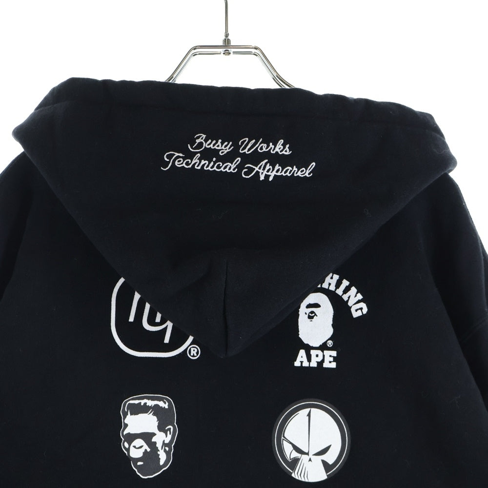 A BATHING APE(アベイシングエイプ) ×NEIGHBORHOOD 001PPJ231901C ×ネイバーフッド フロントプリントプルオーバーパーカー ブラック