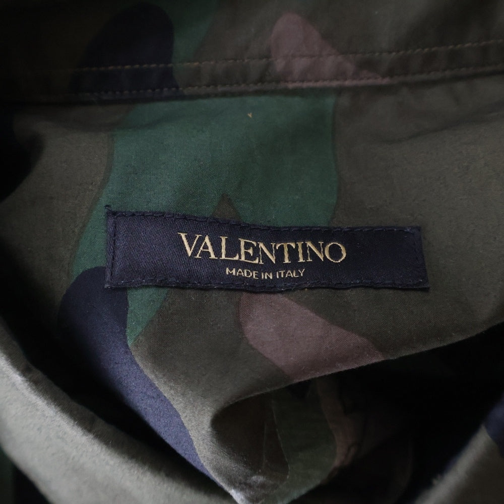 VALENTINO(ヴァレンティノ) バッグドラゴン刺繍シャツ 迷彩長袖シャツ カーキ
