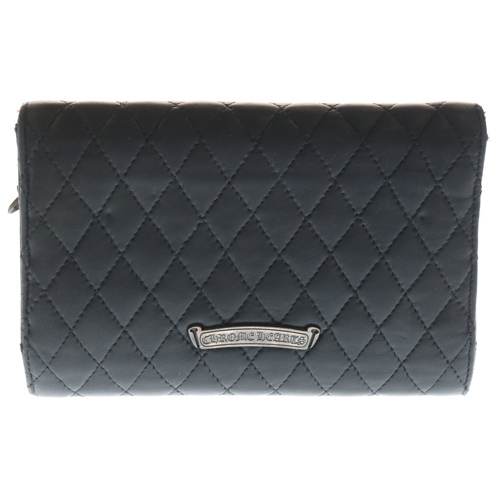 CHROME HEARTS(クロムハーツ) WAVE4 QLT 3SNP #4ウェーブキルティングレザーウォレット財布 ブラック