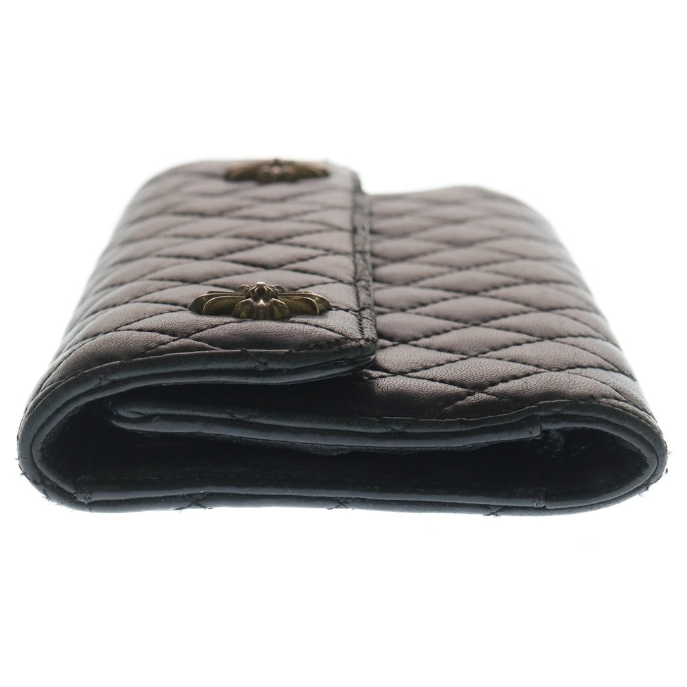 CHROME HEARTS(クロムハーツ) WAVE4 QLT 3SNP #4ウェーブキルティングレザーウォレット財布 ブラック