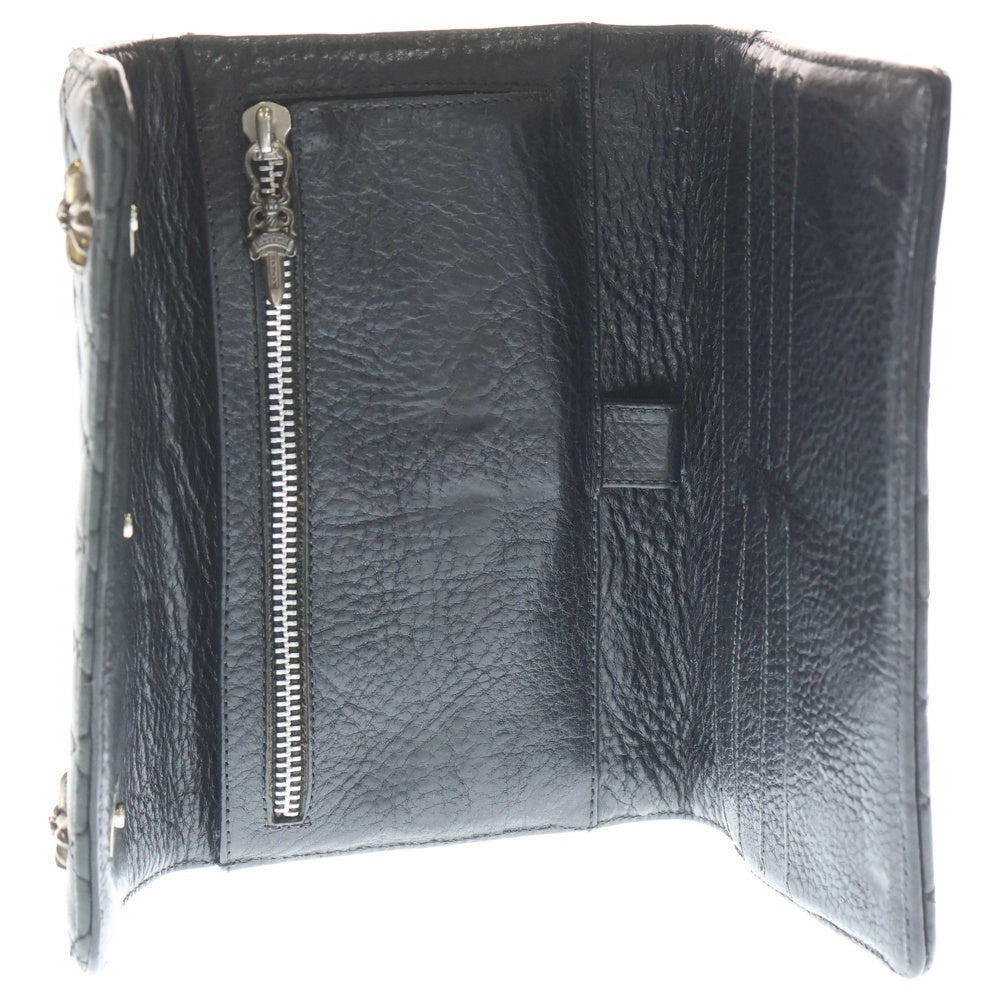CHROME HEARTS(クロムハーツ) WAVE4 QLT 3SNP #4ウェーブキルティングレザーウォレット財布 ブラック