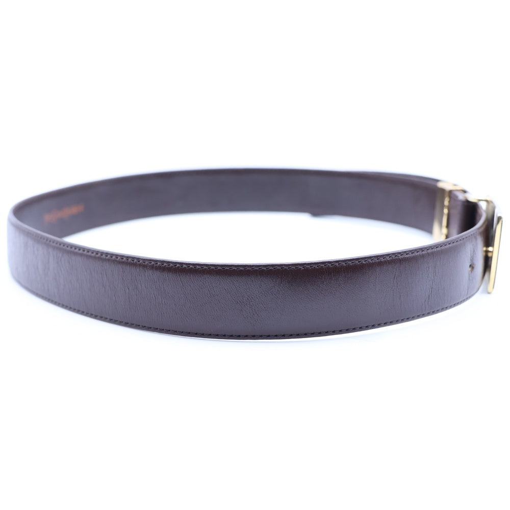 YVES SAINT LAURENT(イヴサンローラン) ロゴプレート レザーベルト ブラウン