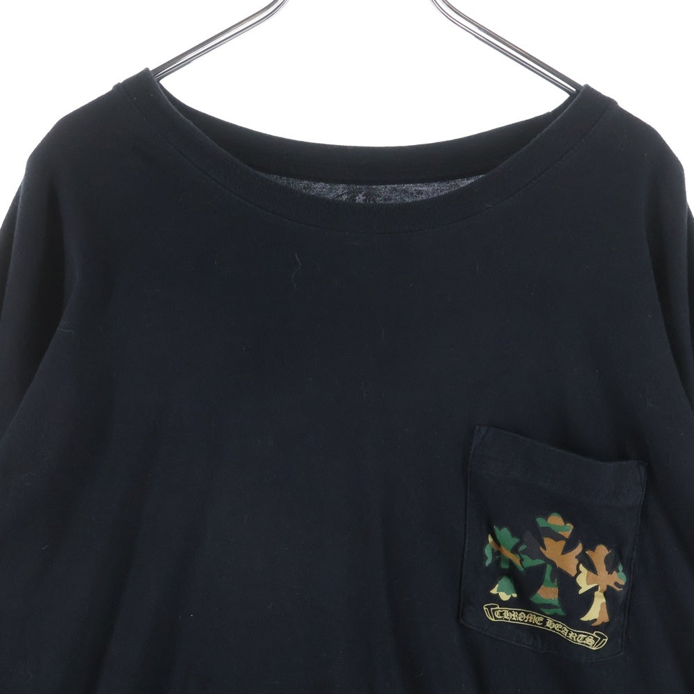 CHROME HEARTS(クロムハーツ) CAMO HORSE SHOE カモホースシュー バッグプリント長袖Tシャツ ブラック