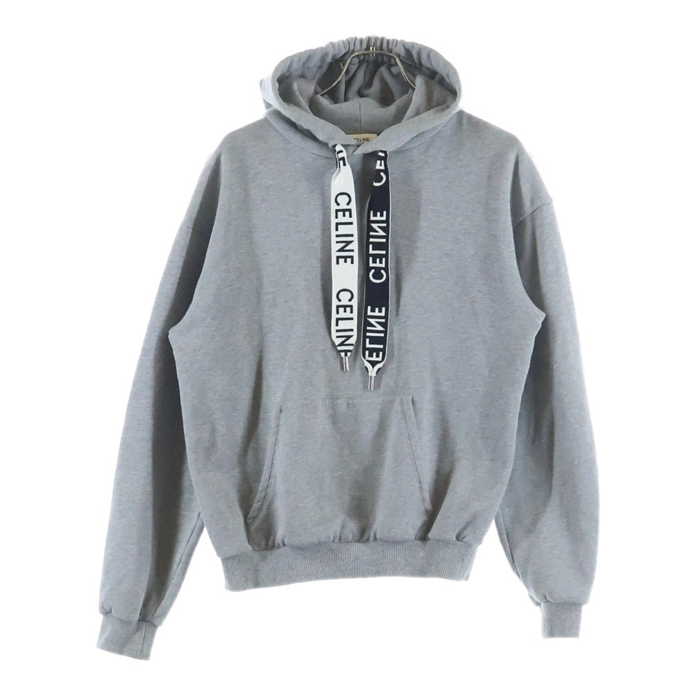 CELINE(セリーヌ) 21AW Loose Sweatshirt In Cotton Fleece ドローコード フーディー スウェット プルオーバーパーカー グレー 2Y468670Q