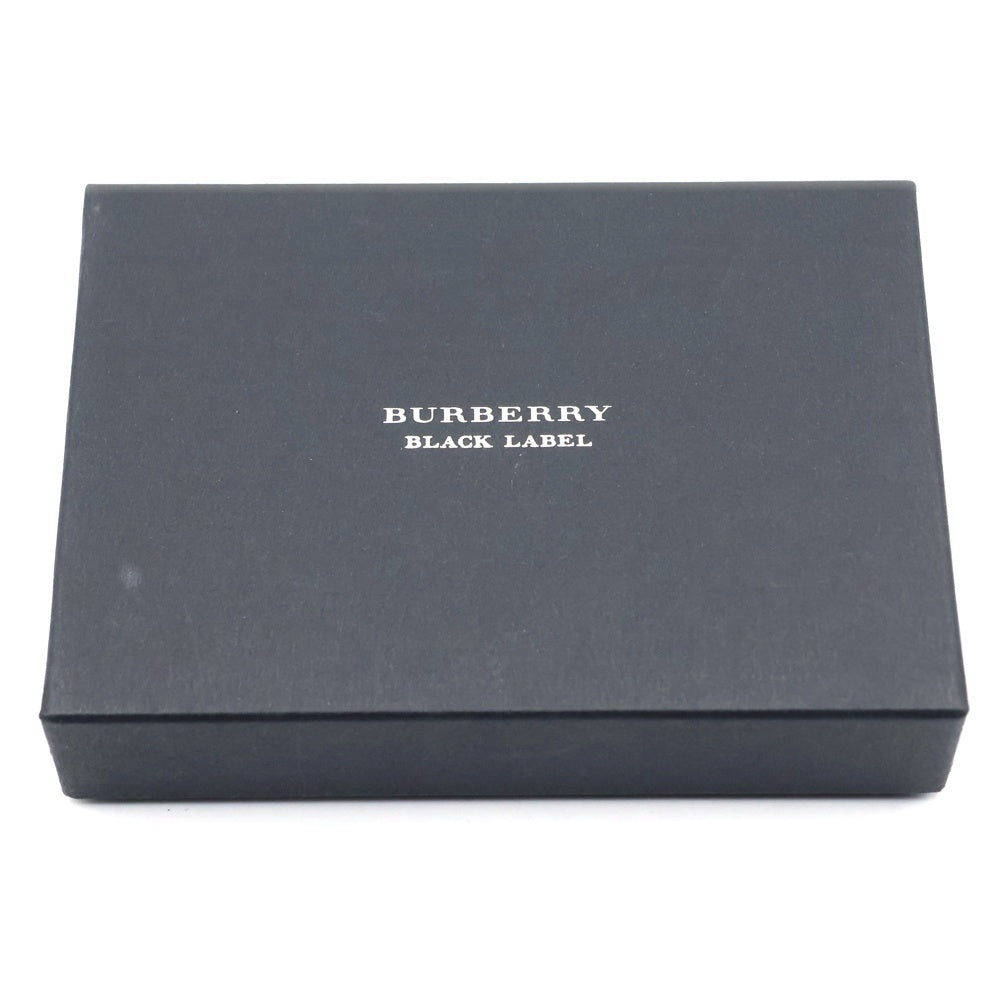 BURBERRY BLUE LABEL(バーバリーブルーレーベル) ロゴメタルプレート レザーカードケース ブラック/ブルー BKS28-003-09