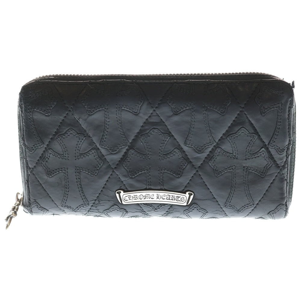 CHROME HEARTS(クロムハーツ) REC F ZIP QUILTED WALLET セメタリークロス キルティング レザーウォレット 財布 ブラック