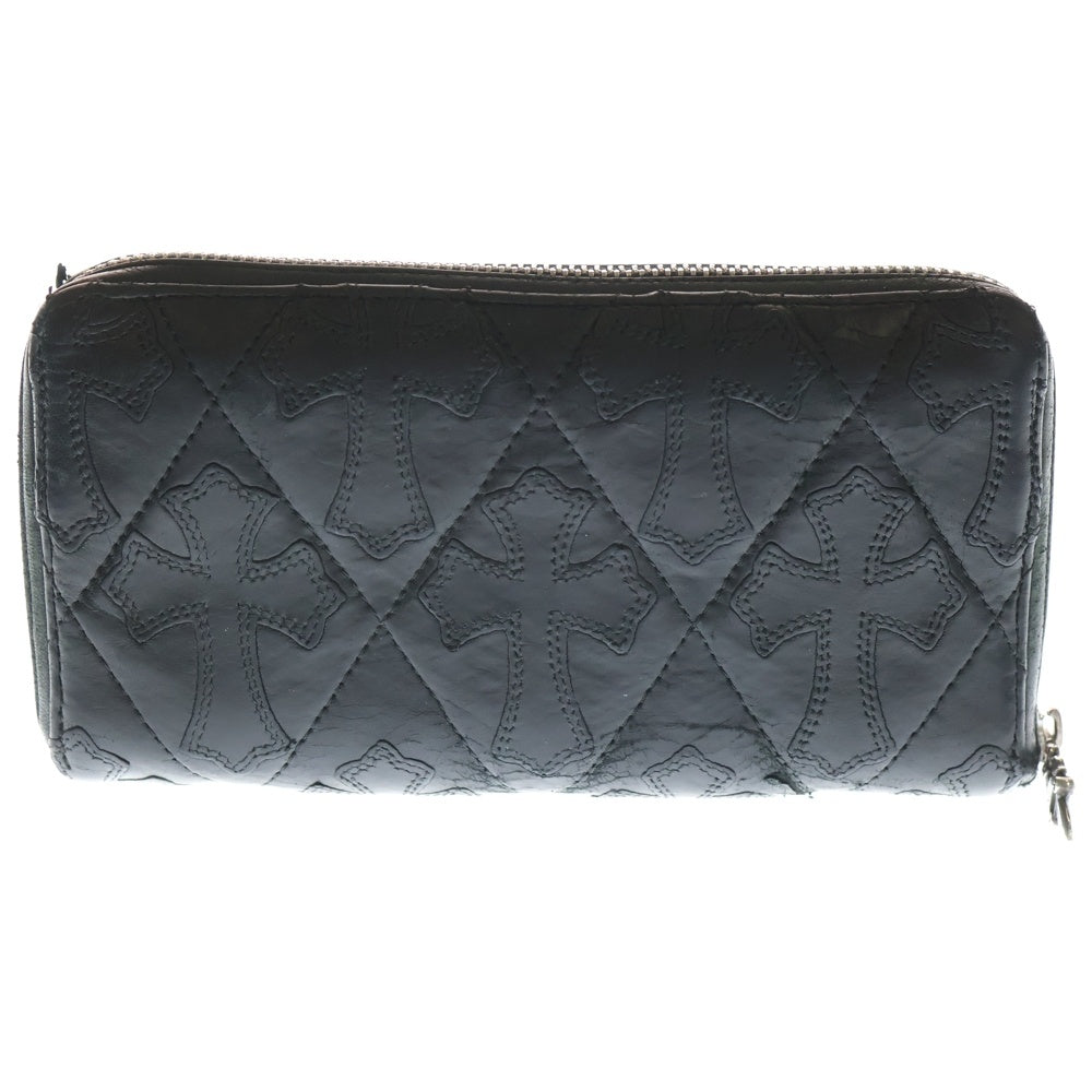 CHROME HEARTS(クロムハーツ) REC F ZIP QUILTED WALLET セメタリークロス キルティング レザーウォレット 財布 ブラック
