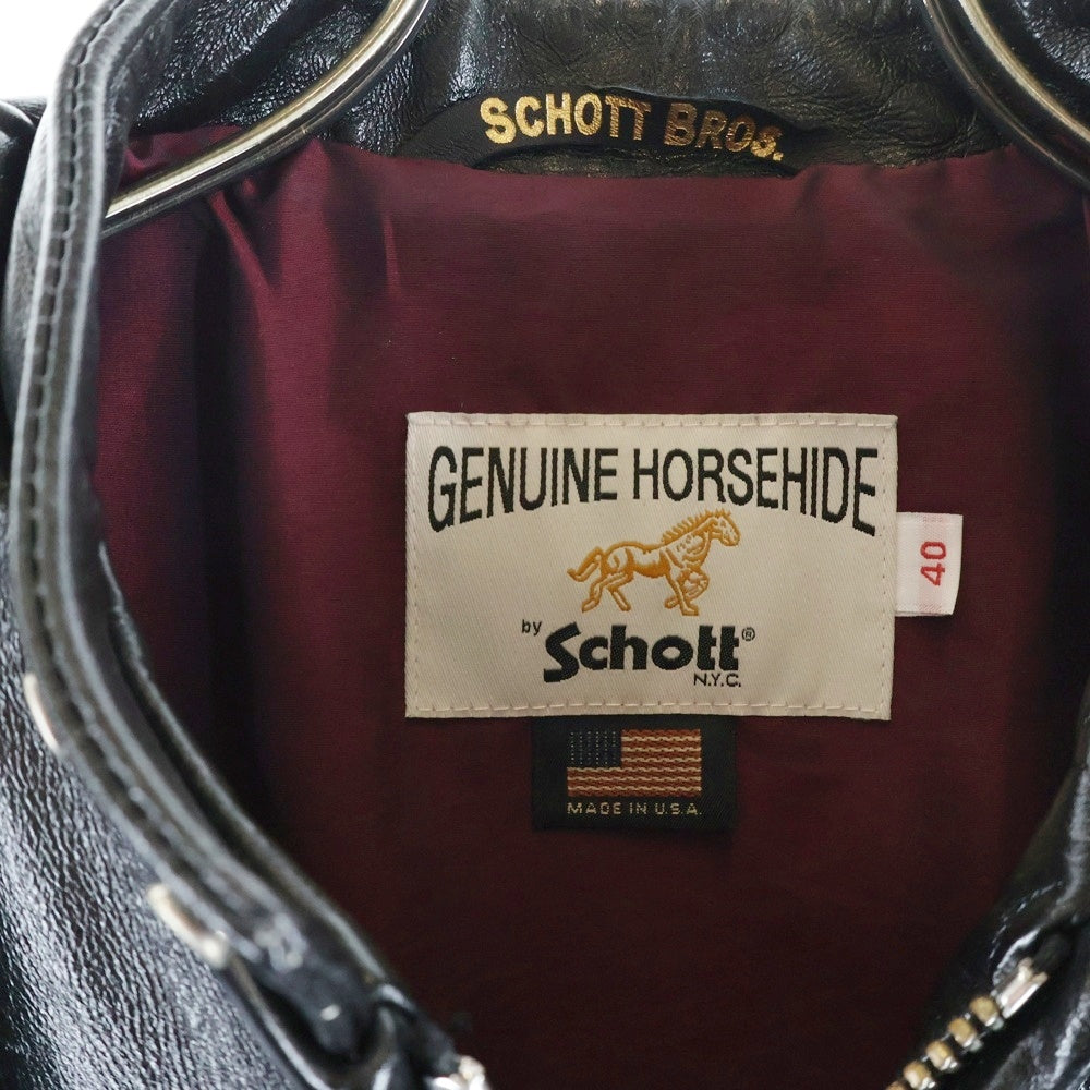 SCHOTT(ショット) 641XXH HORSEHIDE CAFE RACER ホースハイド カフェレーサー シングルライダースジャケット ブラック