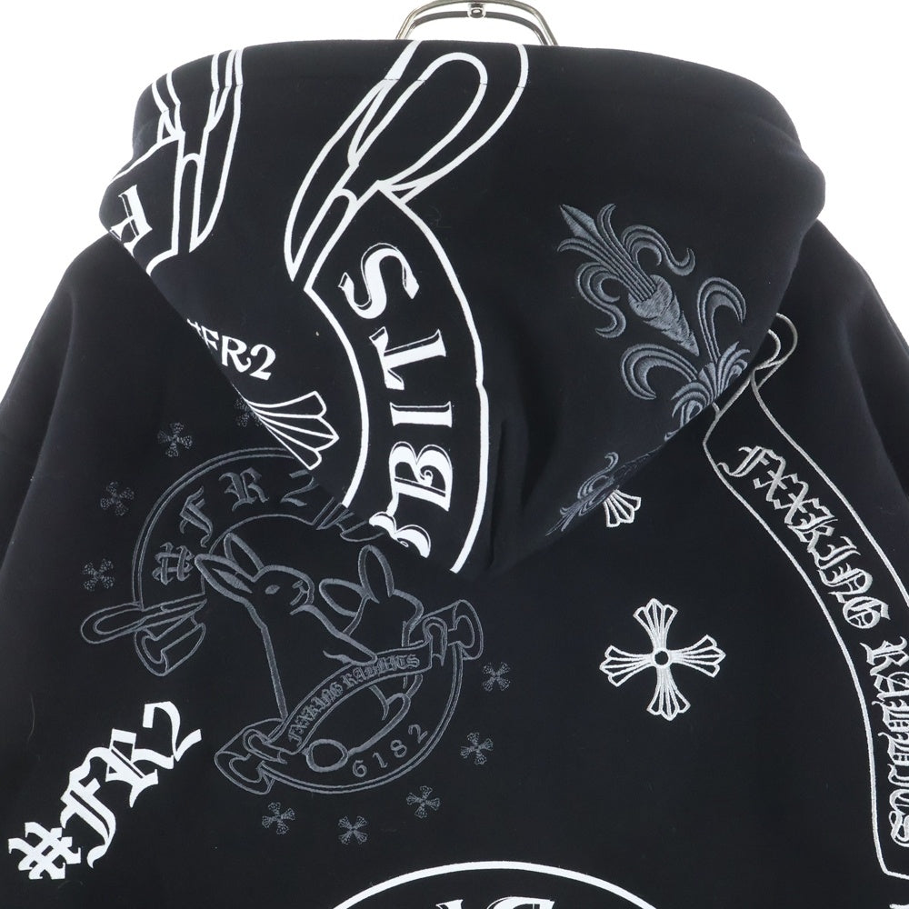 FR2(エフアールツー) Cross Rabbits Multi Logo Hooded FRC4286 クロスラビッツ マルチロゴフーディー ジップアップパーカー ブラック
