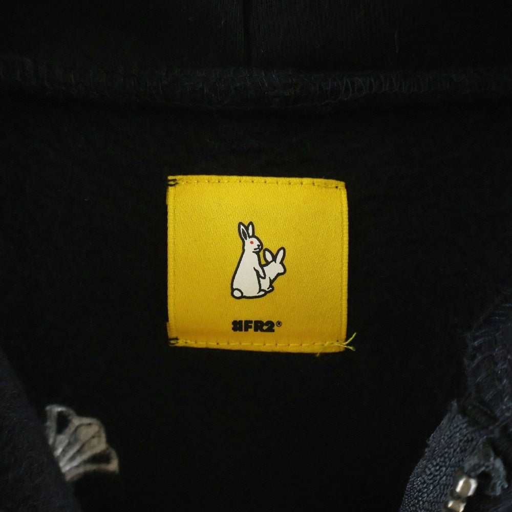 FR2(エフアールツー) Cross Rabbits Multi Logo Hooded FRC4286 クロスラビッツ マルチロゴフーディー ジップアップパーカー ブラック