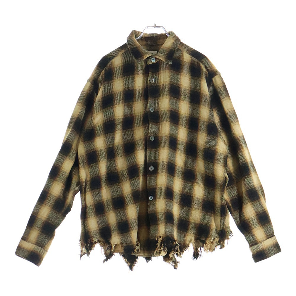 SOE(ソーイ) Crashed Flannel Shirts クラッシュ フランネルシャツ イエロー 1253-81-005