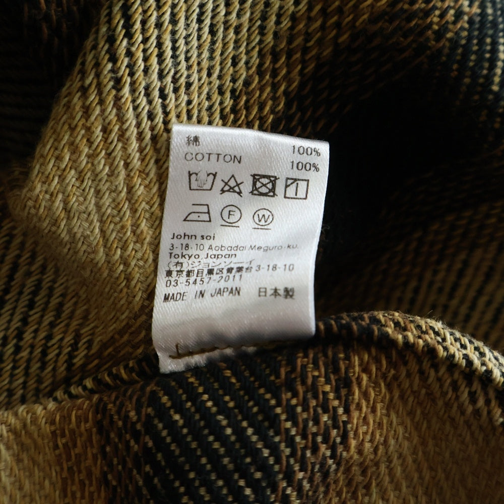 SOE(ソーイ) Crashed Flannel Shirts クラッシュ フランネルシャツ イエロー 1253-81-005