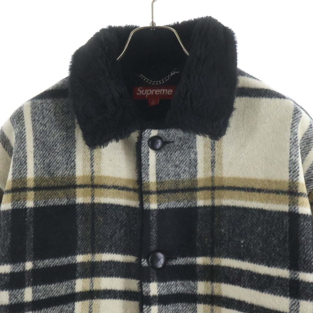 SUPREME(シュプリーム) 25AW Plaid Car Coat プレイドカーコート チェック裏ボアコート ブラック/ホワイト