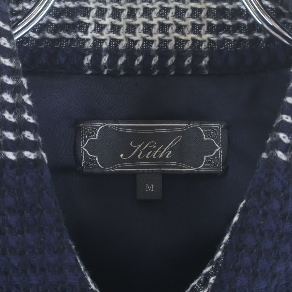 KITH(キス) コットン 長袖 チェックシャツ ネイビー 25-050-060-0017-3-0