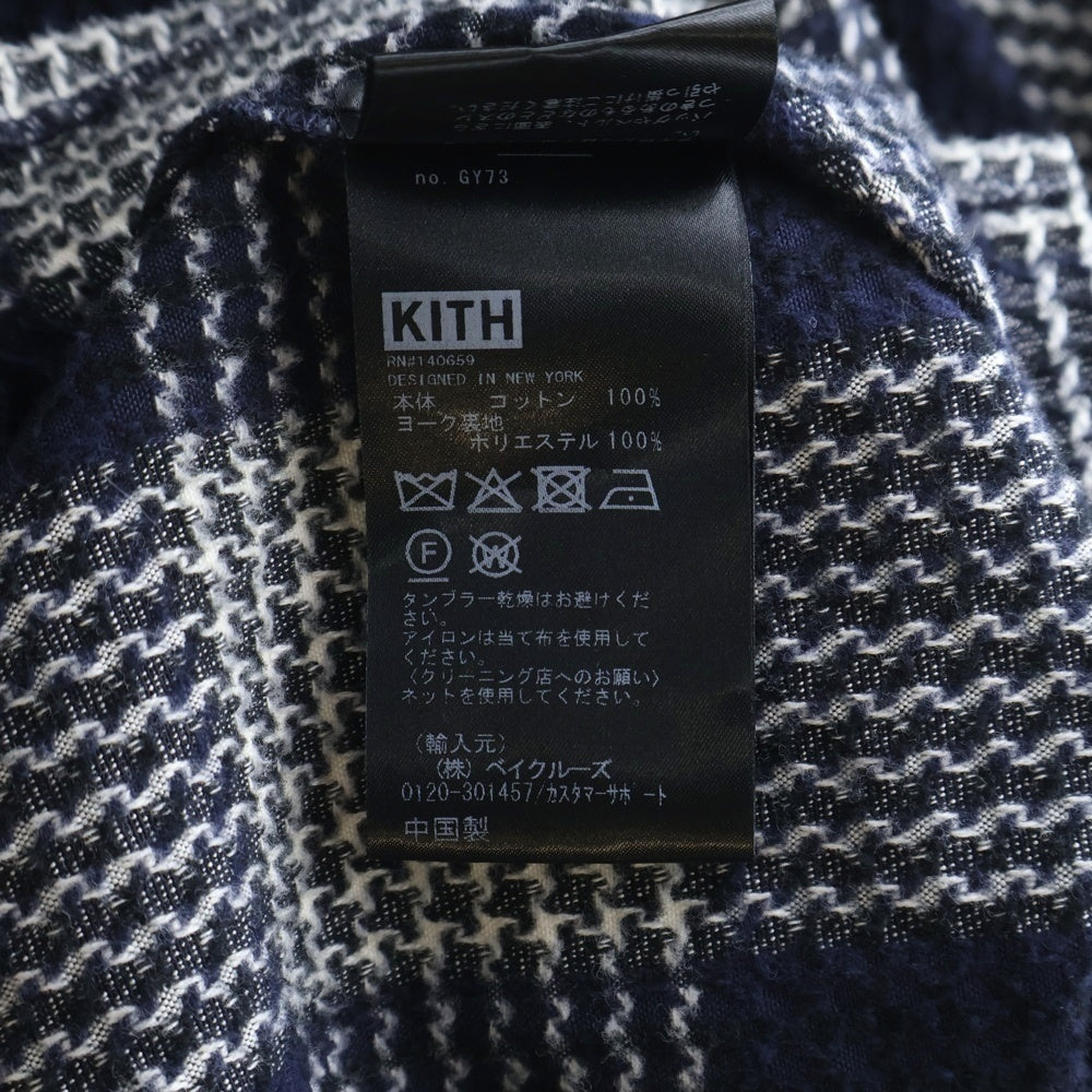 KITH(キス) コットン 長袖 チェックシャツ ネイビー 25-050-060-0017-3-0
