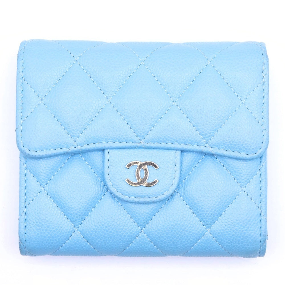 CHANEL(シャネル) クラシックスモールフラップ マトラッセ 三つ折り財布 ウォレット AP0230 ブルー レディース