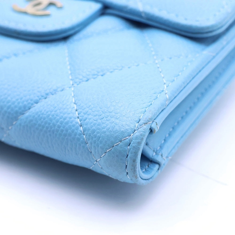 CHANEL(シャネル) クラシックスモールフラップ マトラッセ 三つ折り財布 ウォレット AP0230 ブルー レディース