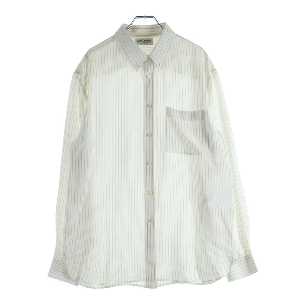SAINT LAURENT PARIS(サンローランパリ) 24SS SILK SHIRT シルク長袖シャツ ホワイト 712700 Y1I53