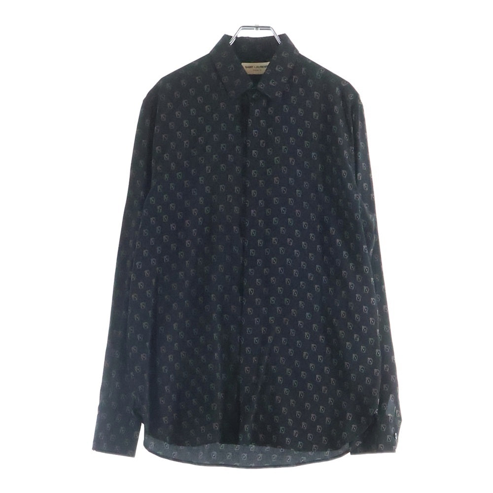 SAINT LAURENT PARIS(サンローランパリ) 18AW トランプ総柄 長袖シャツ ブラック 528009 Y317T
