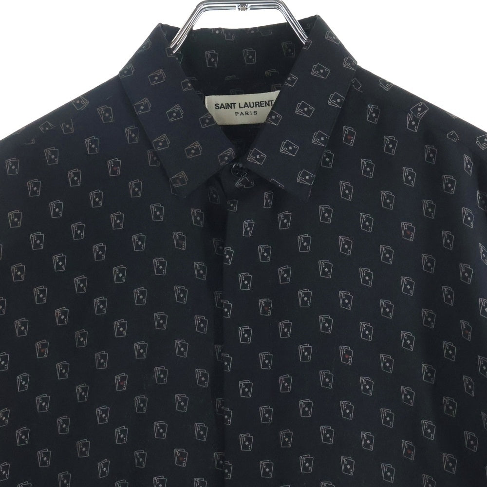 SAINT LAURENT PARIS(サンローランパリ) 18AW トランプ総柄 長袖シャツ ブラック 528009 Y317T