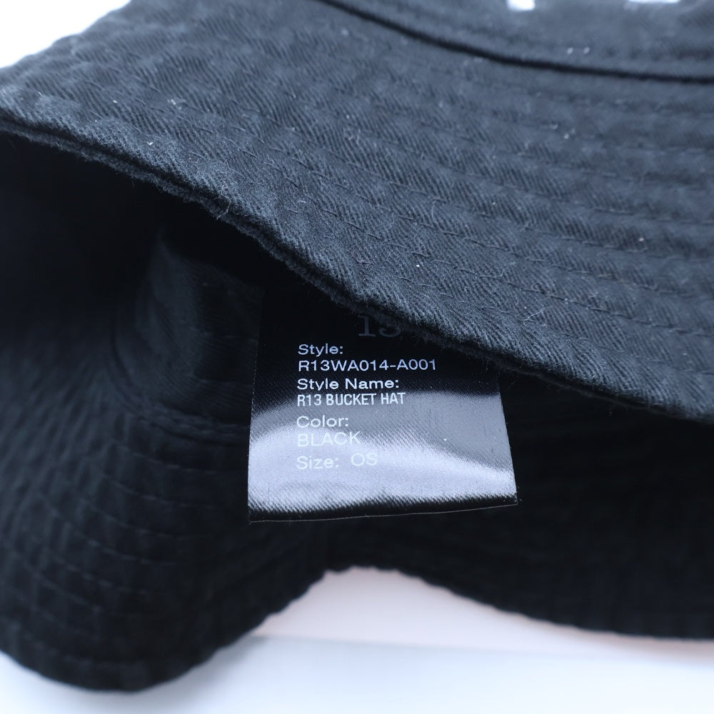 R13(アールサーティーン) ロゴ エンブロイダリー バケットハット 帽子 ブラック R13AW014-A001