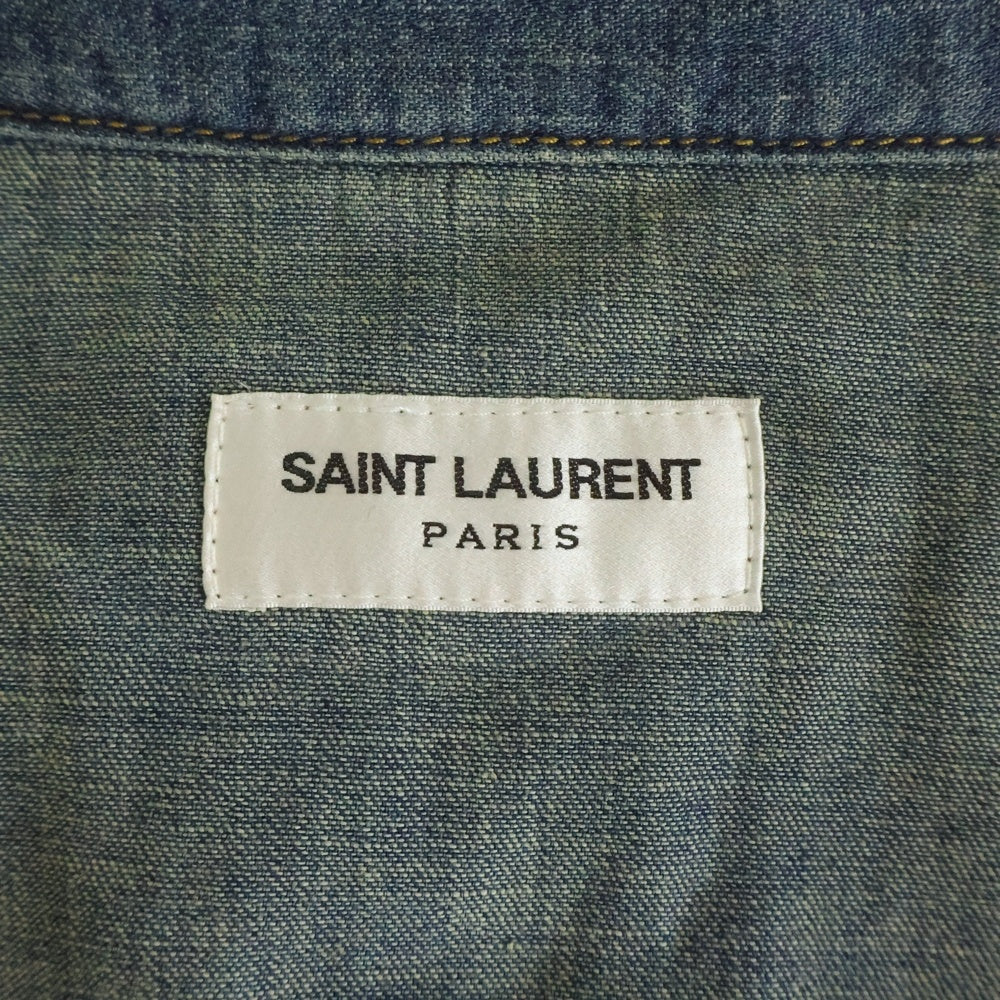 SAINT LAURENT PARIS(サンローランパリ) 19SS 花柄刺繍 長袖デニムシャツ インディゴ 530376 YK880