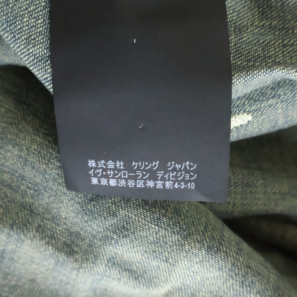 SAINT LAURENT PARIS(サンローランパリ) 19SS 花柄刺繍 長袖デニムシャツ インディゴ 530376 YK880