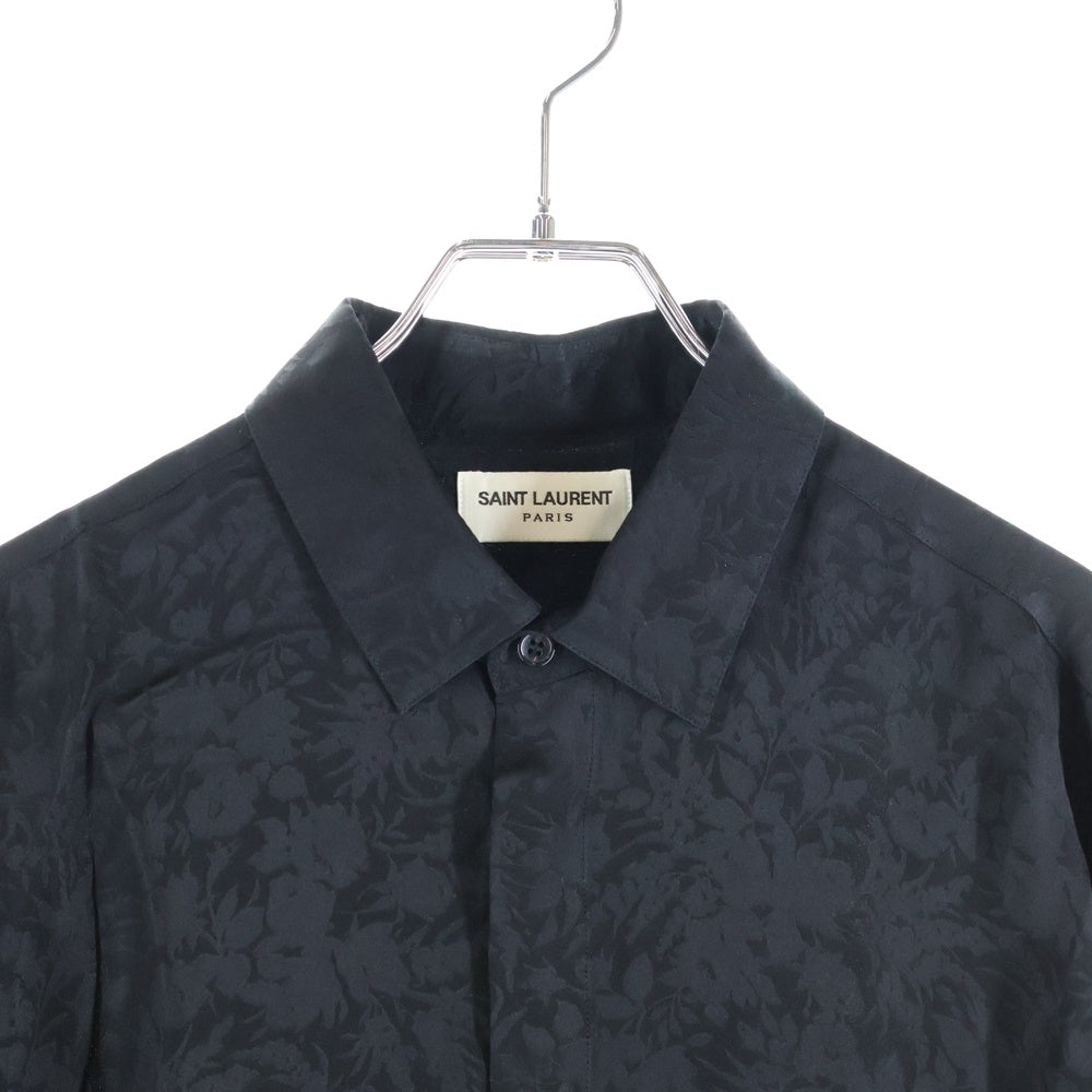 SAINT LAURENT PARIS(サンローランパリ) 22SS 総柄シルク 長袖シャツ ブラック 646850 Y2E32