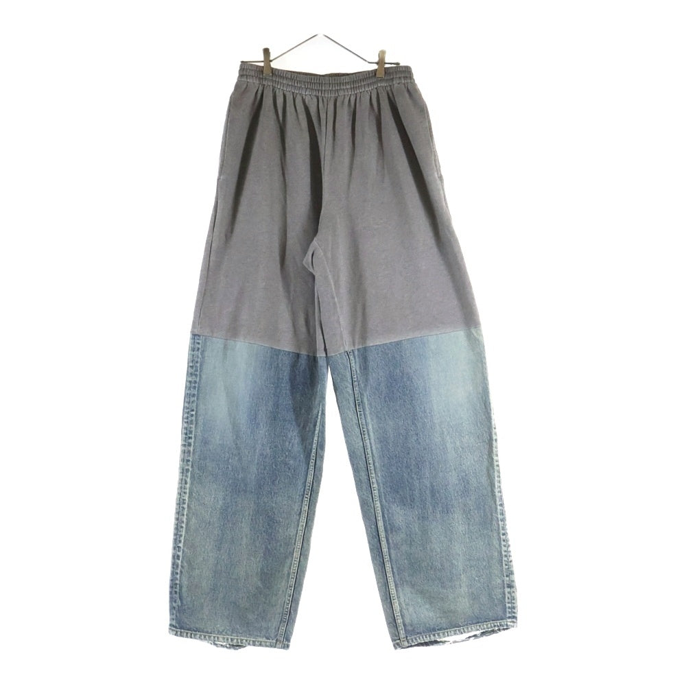 BALENCIAGA(バレンシアガ) 23AW PATCHED SWEAT PANT スウェット切り替えオーバーデニムパンツ 745264 TNW01 グレー/インディゴ