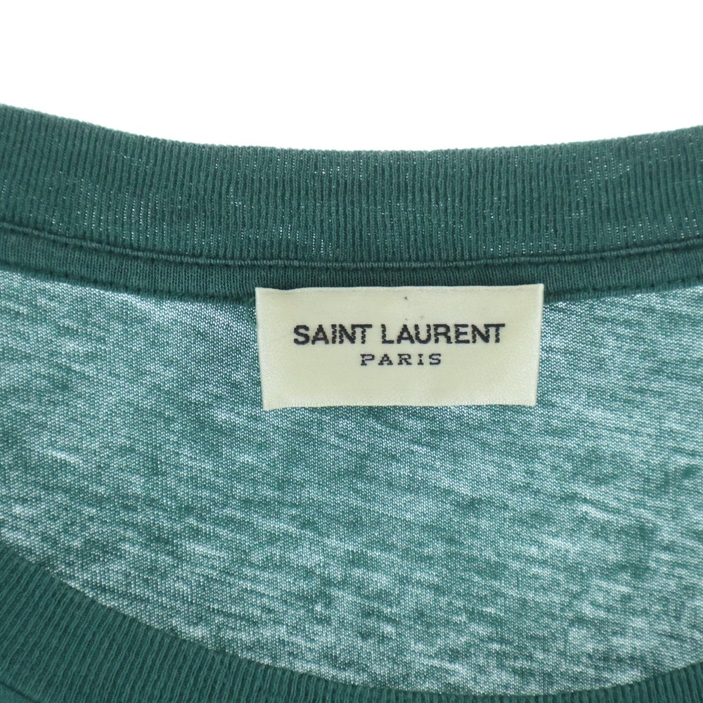SAINT LAURENT PARIS(サンローランパリ) 18SS ユニバーシティプリント 半袖Tシャツカットソー グリーン 466895 YB1EH