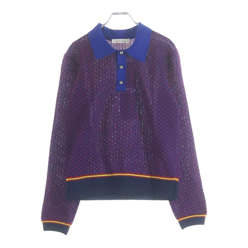 Wales Bonner(ウェールズ ボナー) 総柄 ポリエステル 長袖シャツ パープル 52-03-42-03038