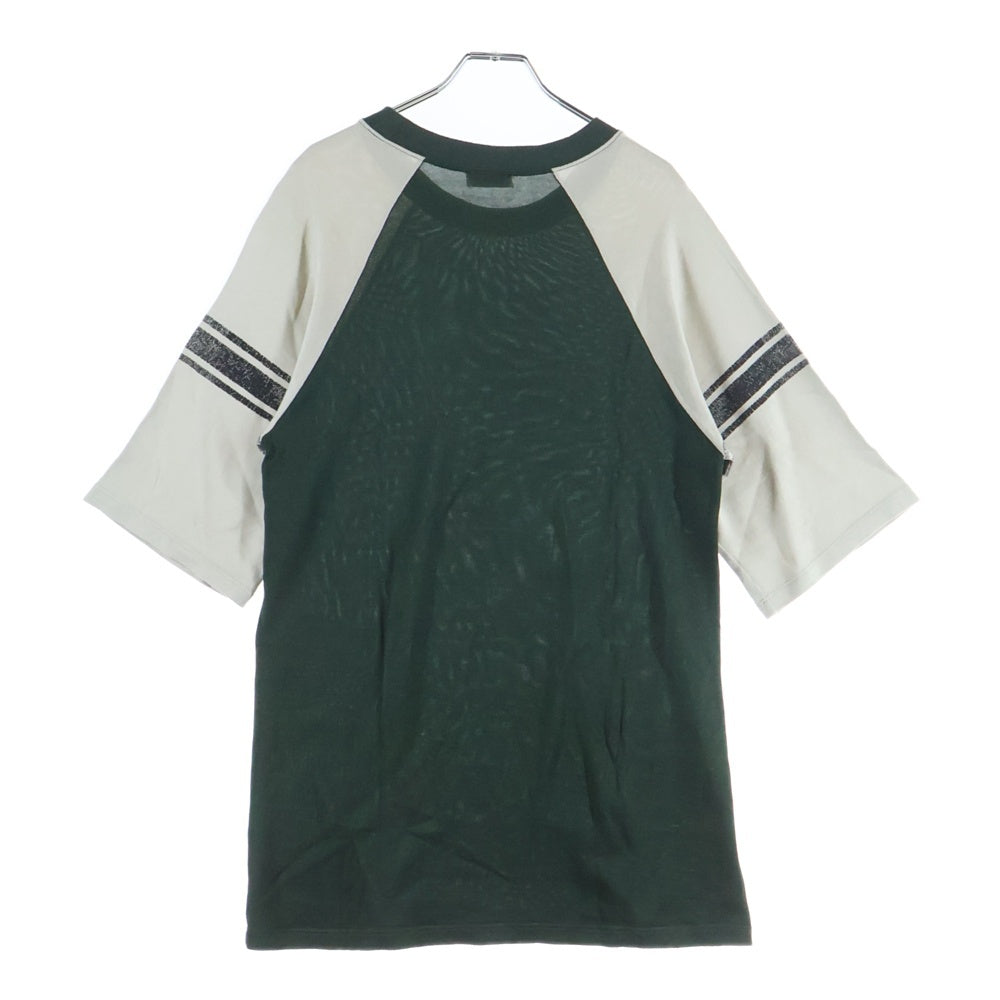 SAINT LAURENT PARIS(サンローランパリ) 23SS Rive Gauche Raglan T-shirt フロントプリント ラグラン Tシャツカットソー グリーン 710826 Y36XT