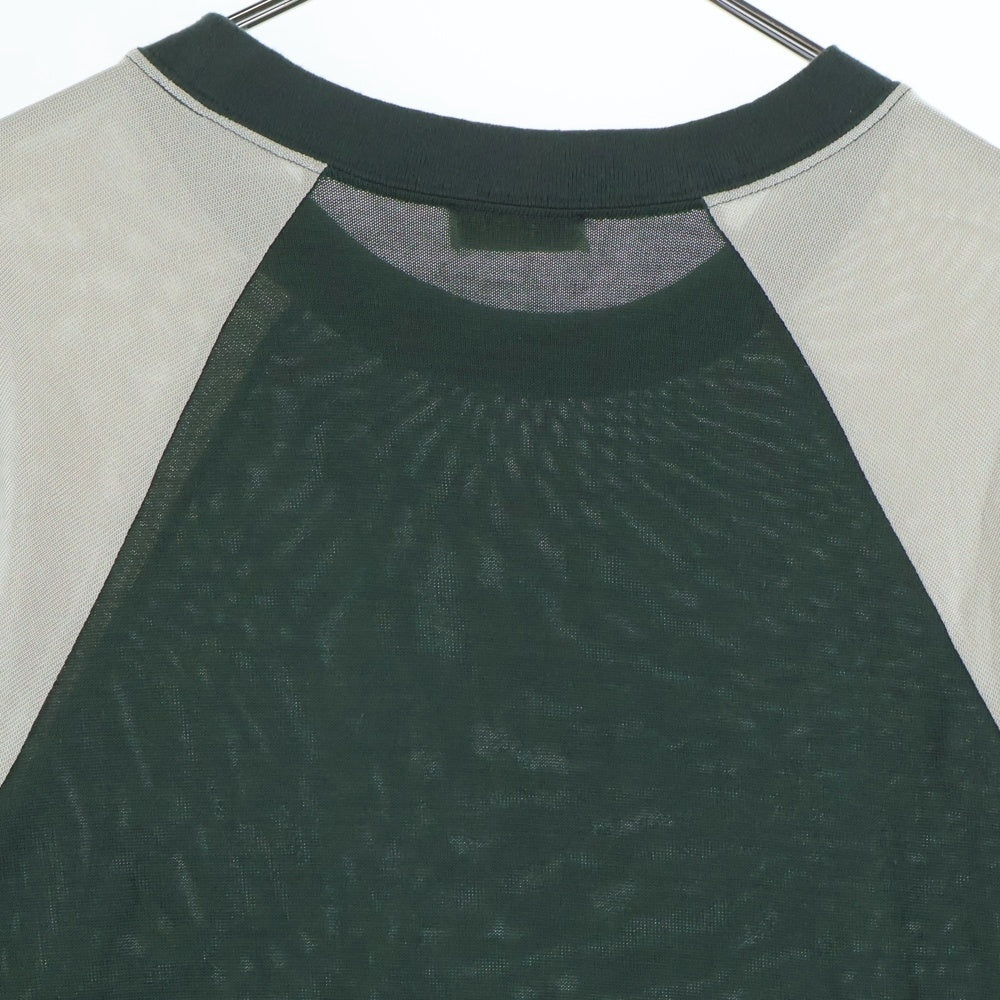 SAINT LAURENT PARIS(サンローランパリ) 23SS Rive Gauche Raglan T-shirt フロントプリント ラグラン Tシャツカットソー グリーン 710826 Y36XT