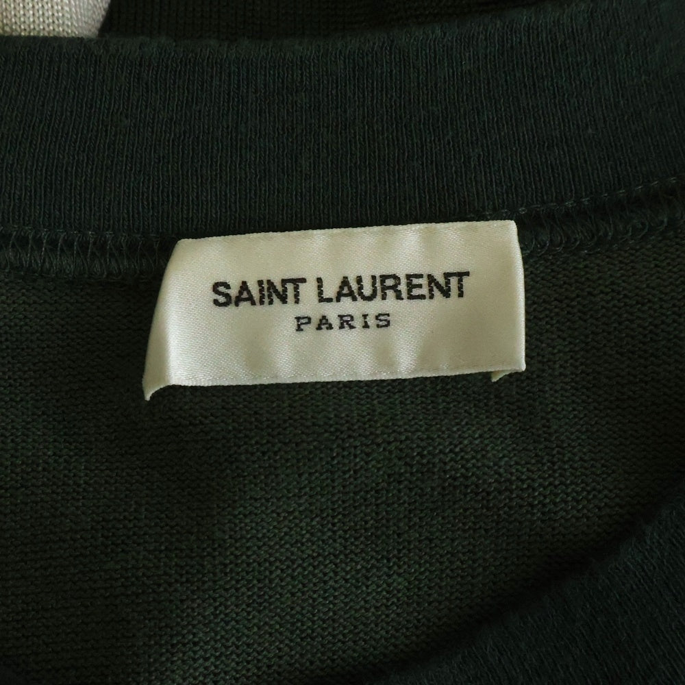 SAINT LAURENT PARIS(サンローランパリ) 23SS Rive Gauche Raglan T-shirt フロントプリント ラグラン Tシャツカットソー グリーン 710826 Y36XT