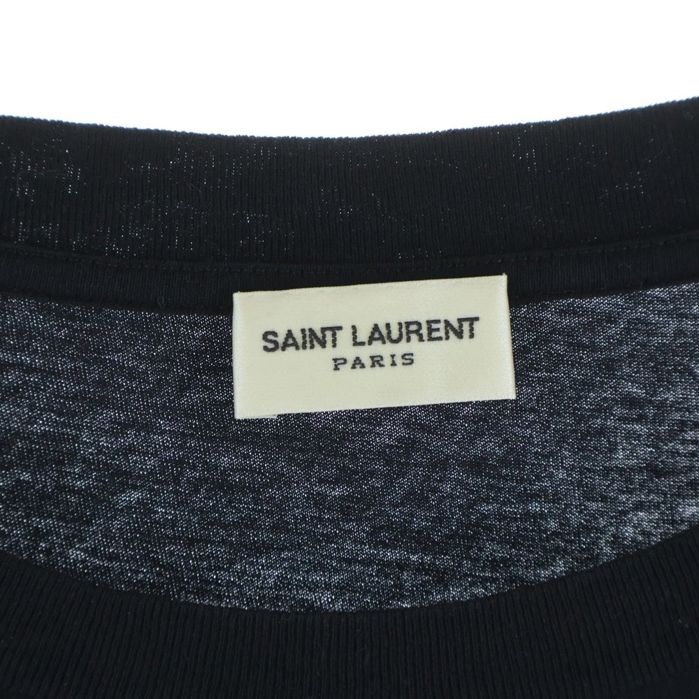 SAINT LAURENT PARIS(サンローランパリ) 19SS フロントローズ&スネークハート 530209 YB2WD クルーネック半袖Tシャツ ブラック