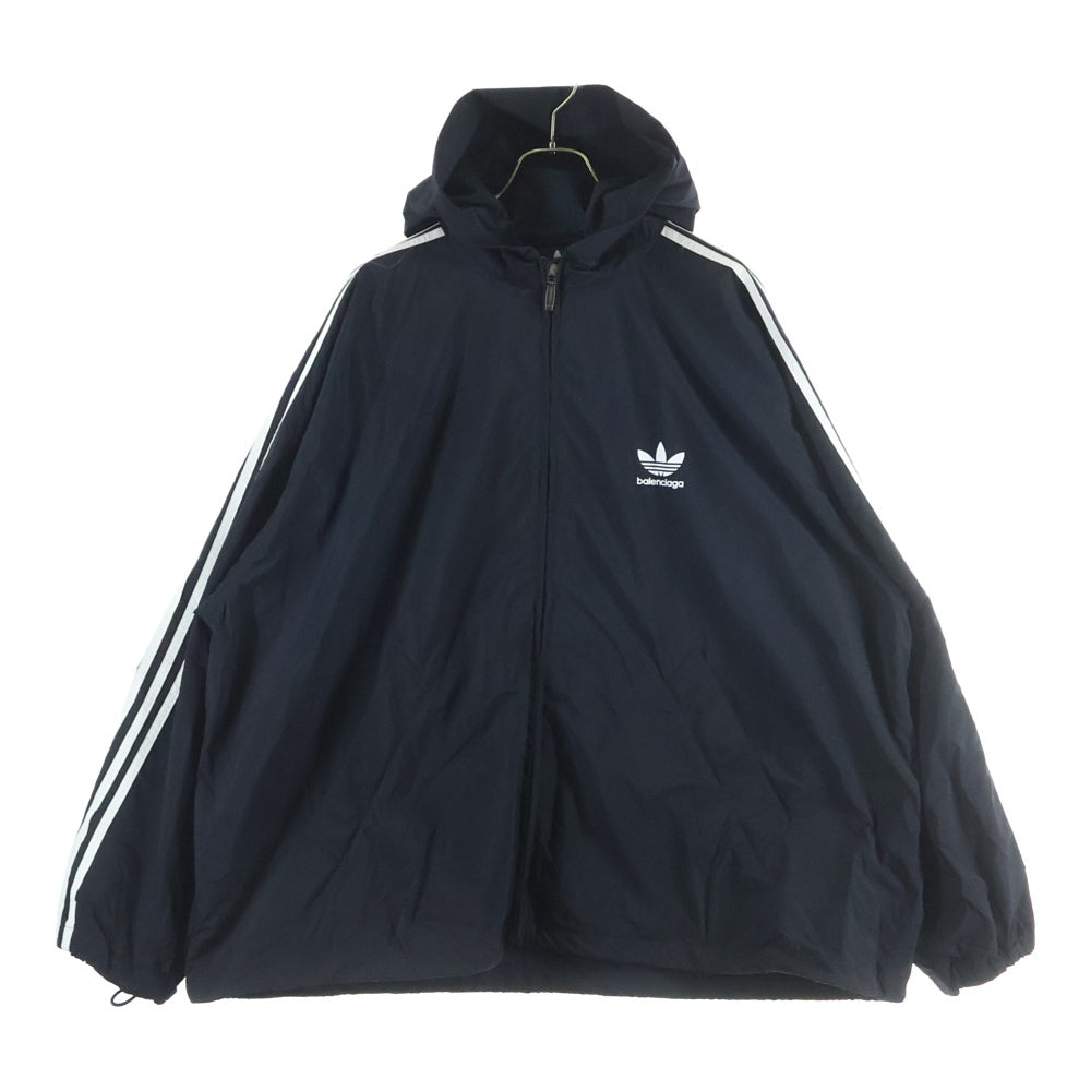 BALENCIAGA(バレンシアガ) 22AW ×Logo Print Zip-Up Hoodie Jacket アディダス ロゴプリント ナイロン ジップアップジャケット ブラック 725310 TN045