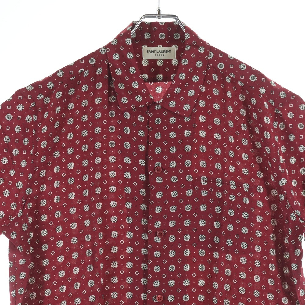 SAINT LAURENT PARIS(サンローランパリ) 19SS 総柄シルク 半袖シャツ レッド 531956 Y132T