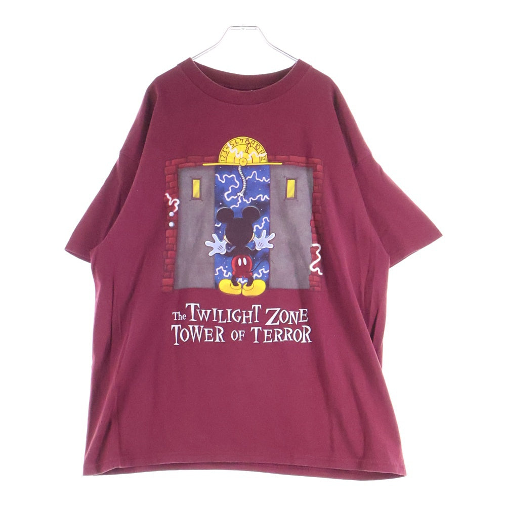 VINTAGE(ヴィンテージ) DISNEY THE TWILIGHT ZONE TOWER OF TERROR ディズニー タワーオブテラー 半袖Tシャツカットソー バーガンディ