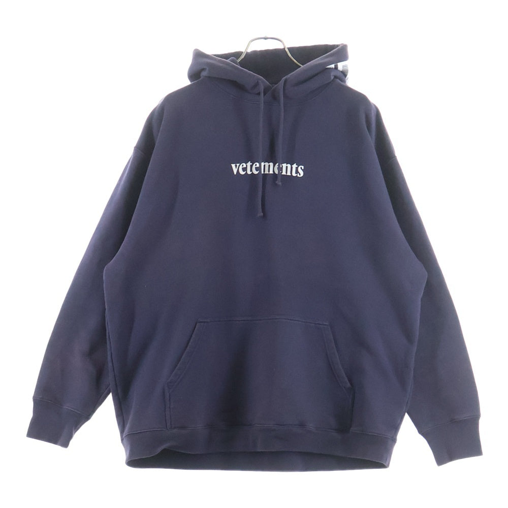 VETEMENTS(ヴェトモン) 20SS Over Logo Postage Hoodie オーバーロゴ ポステージ フーディー プルオーバーパーカー SS20TR311 ネイビー
