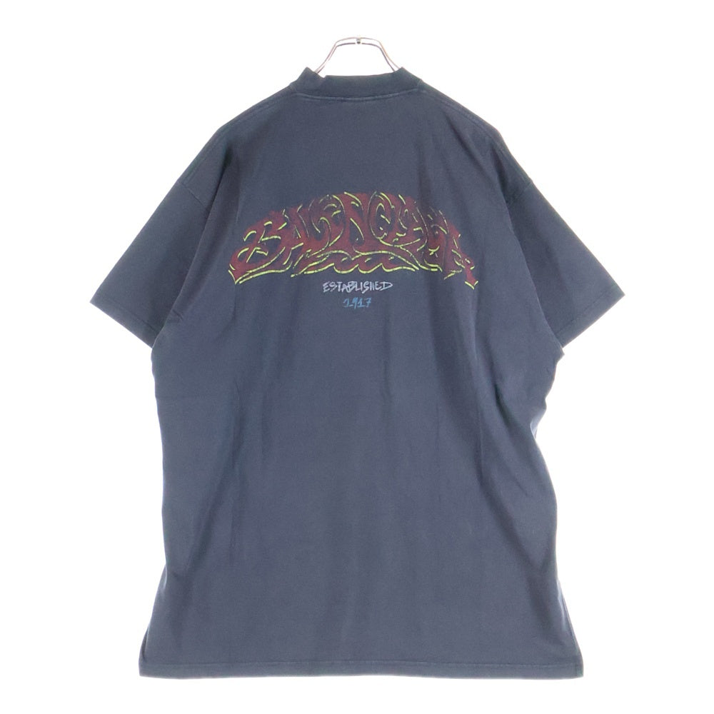 BALENCIAGA(バレンシアガ) 23AW Off Shore Oversized T-shirt ヴィンテージ加工 オーバーサイズド 半袖Tシャツ チャコールグレー 739028 TPVM8