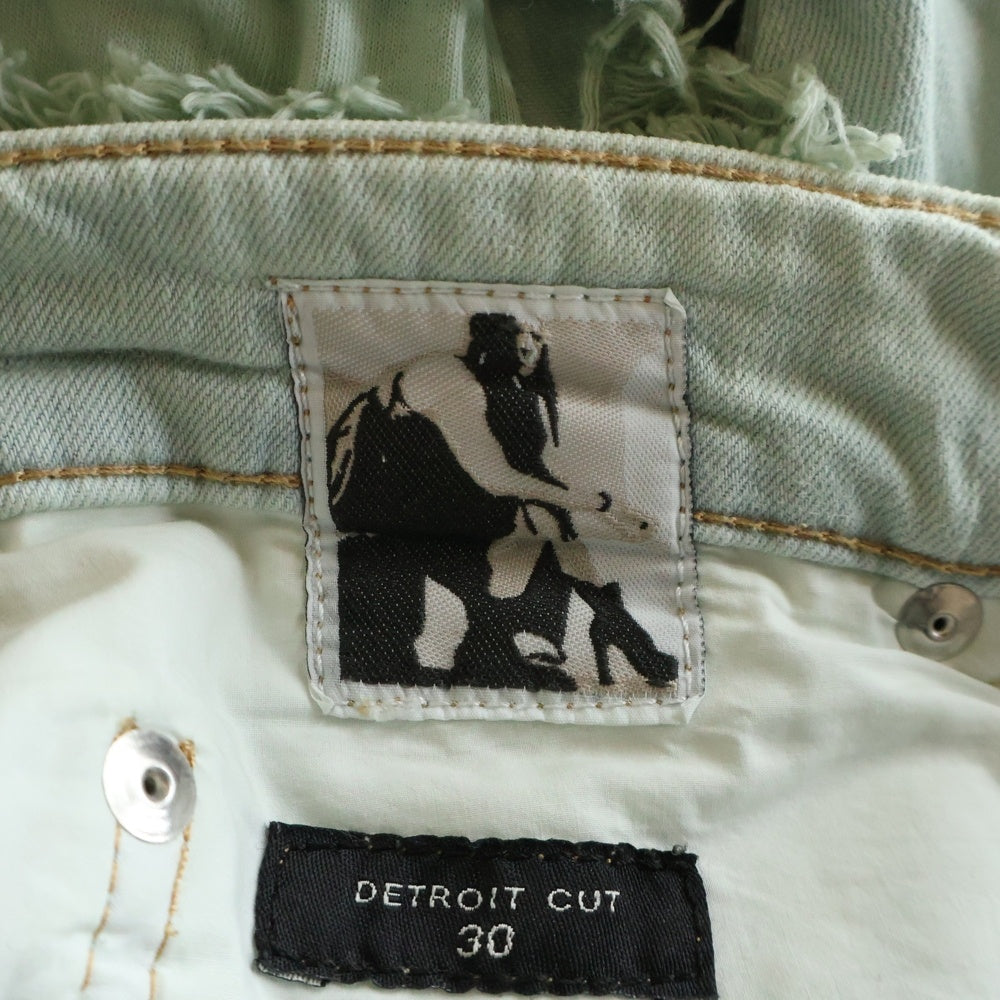 DRKSHDW(ダークシャドウ) Shredded Double Layer Detroit Pants クラッシュ加工 スリムデニムパンツ ライトブルー DU02B4366 SAQLS