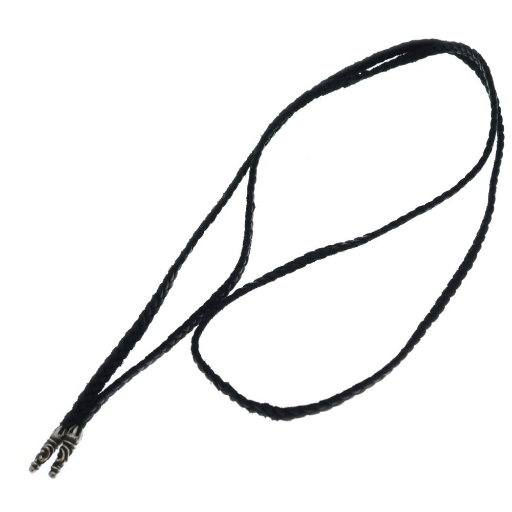 CHROME HEARTS(クロムハーツ) LEATHER BRAID スクロールレザーブレード シルバーネックレス ブラック/シルバー