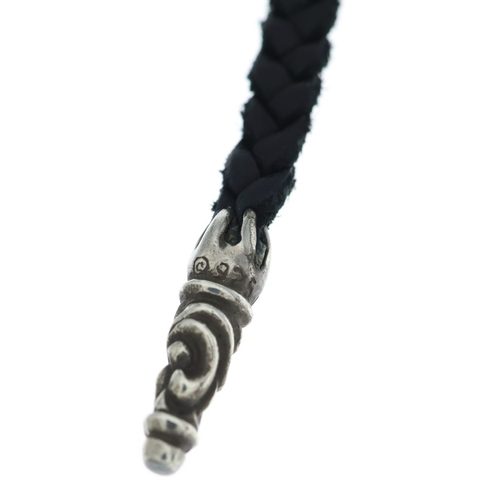 CHROME HEARTS(クロムハーツ) LEATHER BRAID スクロールレザーブレード シルバーネックレス ブラック/シルバー