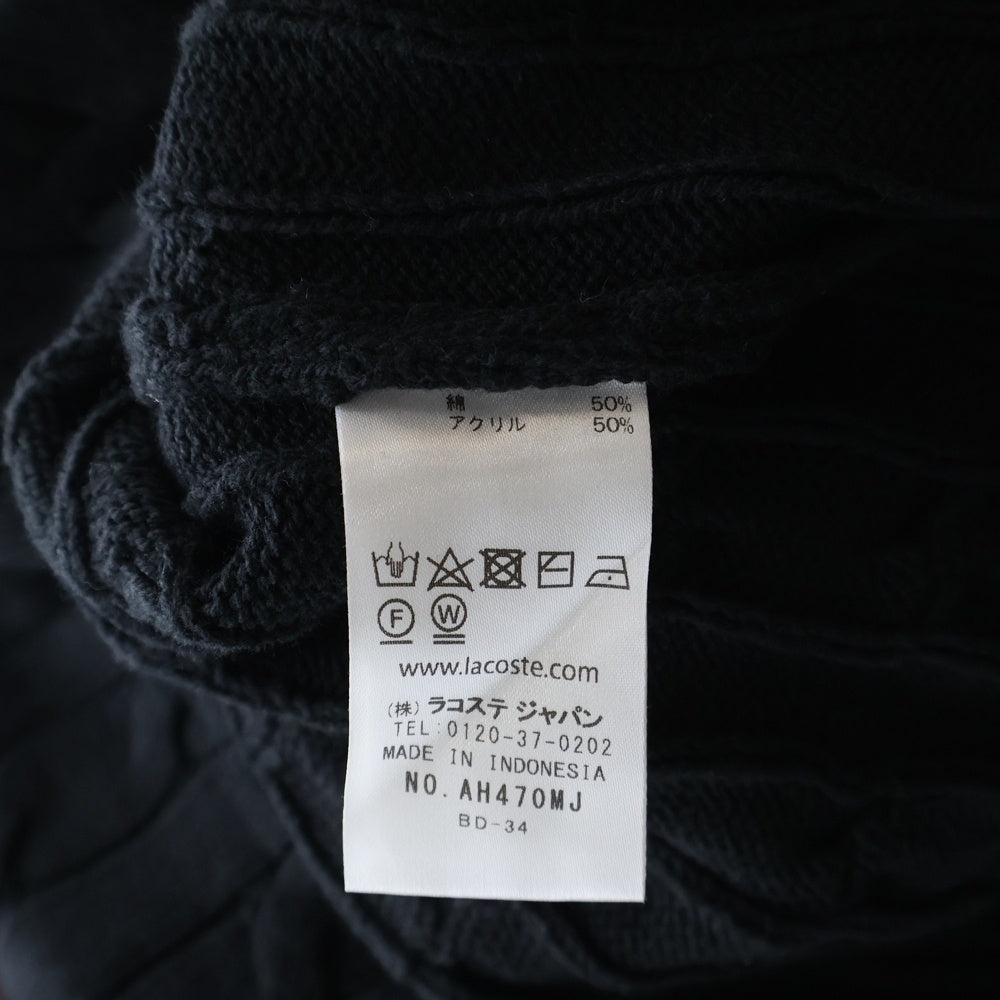 LACOSTE(ラコステ) フロント刺繍 ニット クルーネックニット ブラック