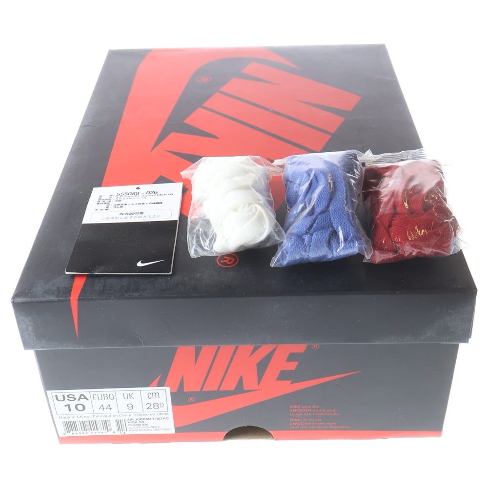 NIKE(ナイキ) AIR JORDAN 1 RETRO HIGH OG TOP 3 555088‐026 エアジョーダン1 トップ ハイカットスニーカー ブラック/レッド/ブルー US10/28.0cm