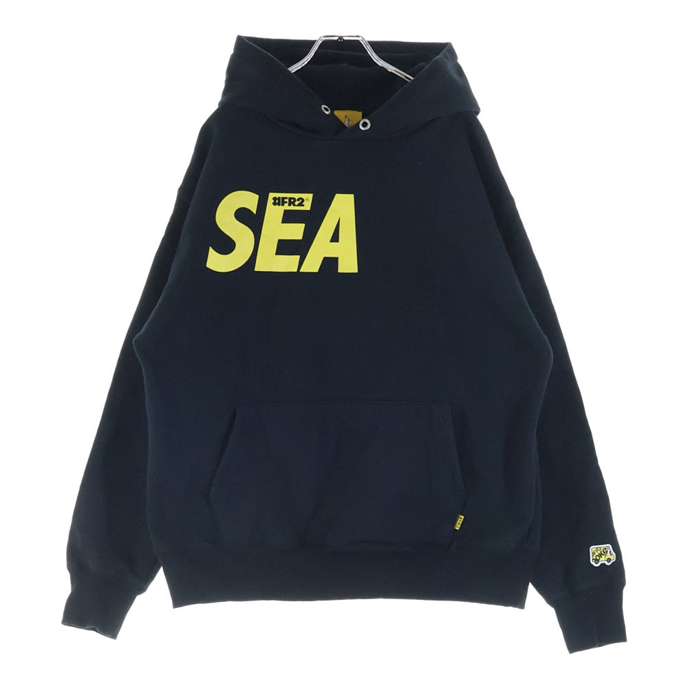 WIND AND SEA(ウィンダンシー) ×FR2 Hoodie ×エフアールツー フロントプリントフーディー プルオーバーパーカー ブラック