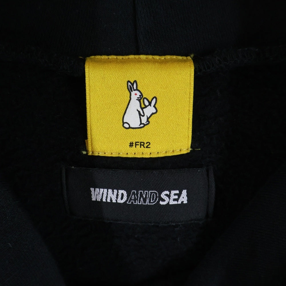 WIND AND SEA(ウィンダンシー) ×FR2 Hoodie ×エフアールツー フロントプリントフーディー プルオーバーパーカー ブラック