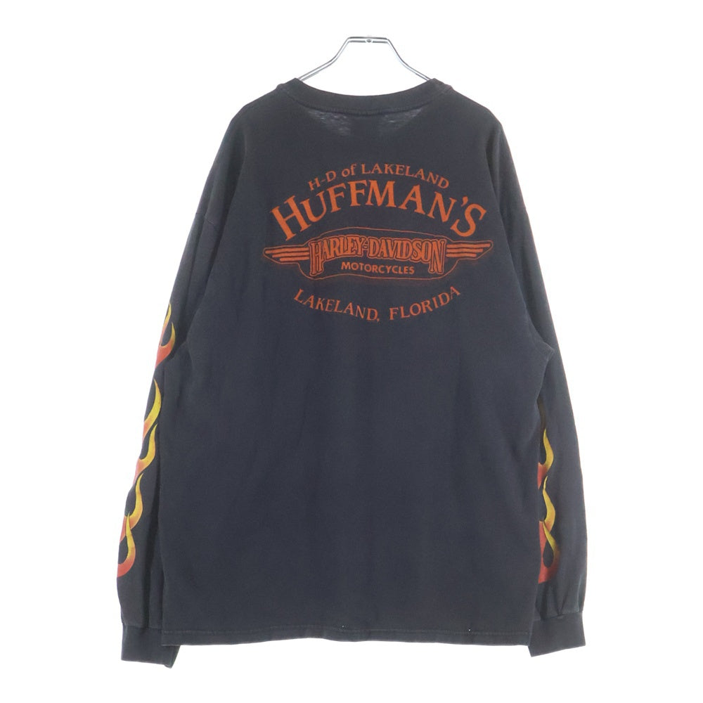 HARLEY DAVIDSON(ハーレーダビッドソン) VINTAGE 00s FIRE FLAME L/S ブルー フレイム ロンT 長袖カットソー ブラック