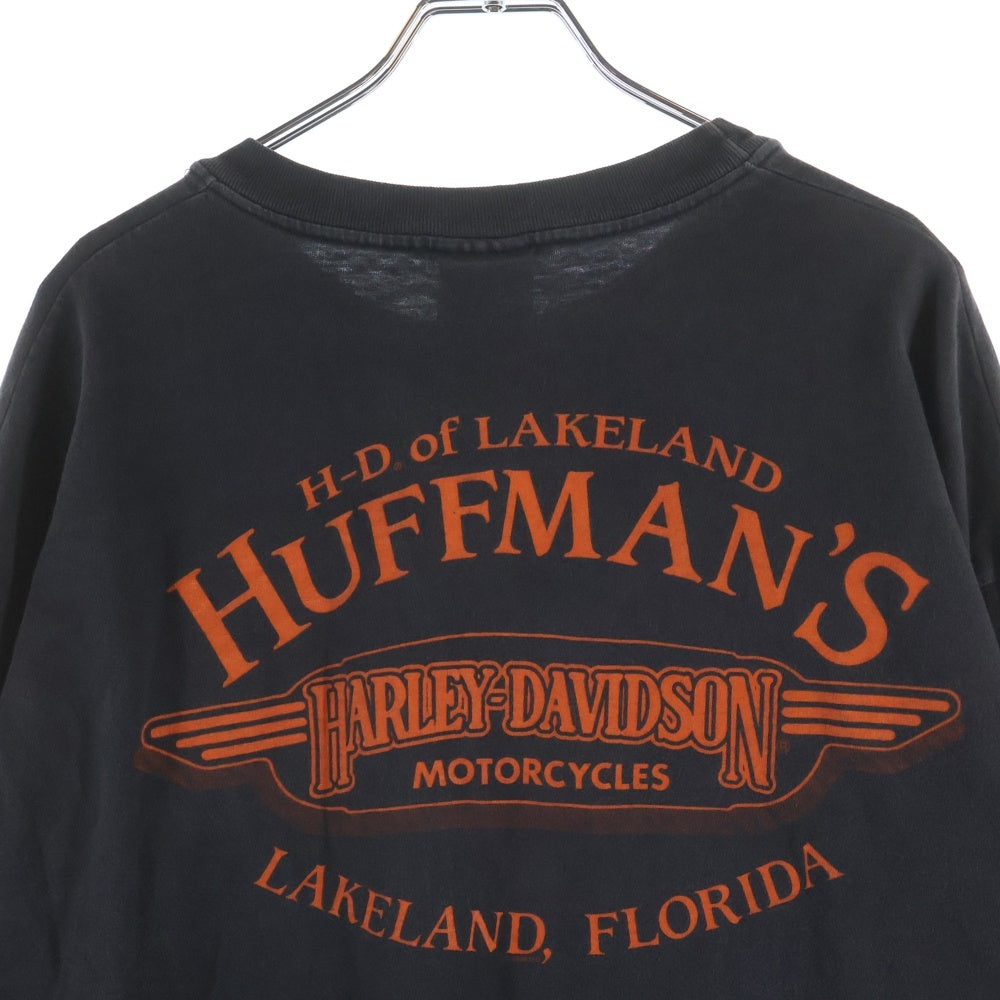 HARLEY DAVIDSON(ハーレーダビッドソン) VINTAGE 00s FIRE FLAME L/S ブルー フレイム ロンT 長袖カットソー ブラック