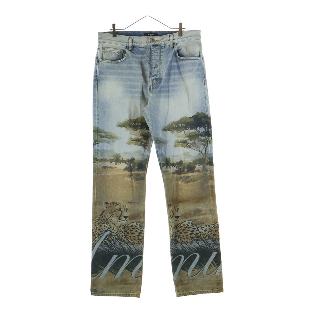 AMIRI(アミリ) SAFARI STRAIGHT JEAN サファリ チータープリント ストレイトデニムパンツ インディゴ